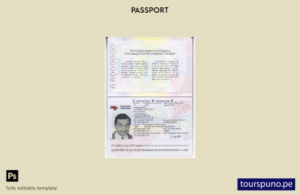 Plantilla de pasaporte de Ucrania lista para imprimir